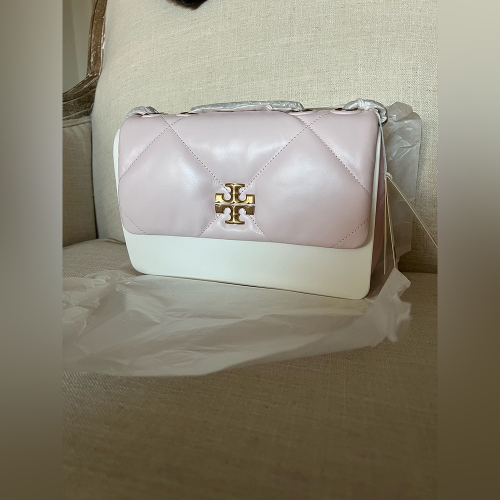 NWT- New Tory Burch Kira Diamond Quilt Small Convertible Shoulder Bag- Rose Salt - Picture 11 of 13
